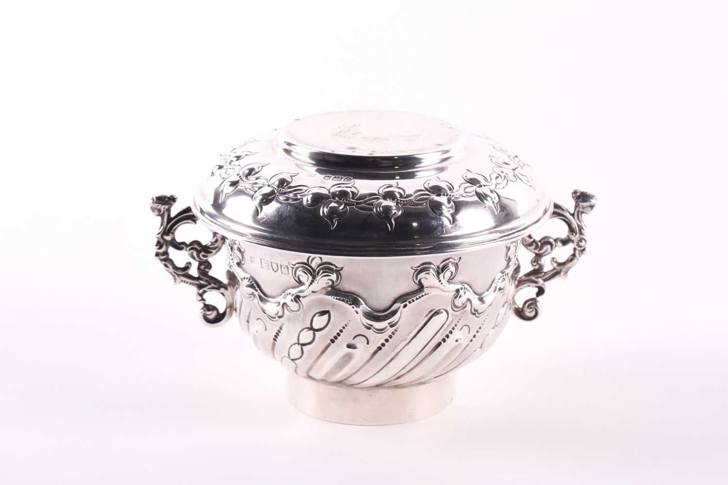 Lot 370 - A late Victorian porringer and cover; London...