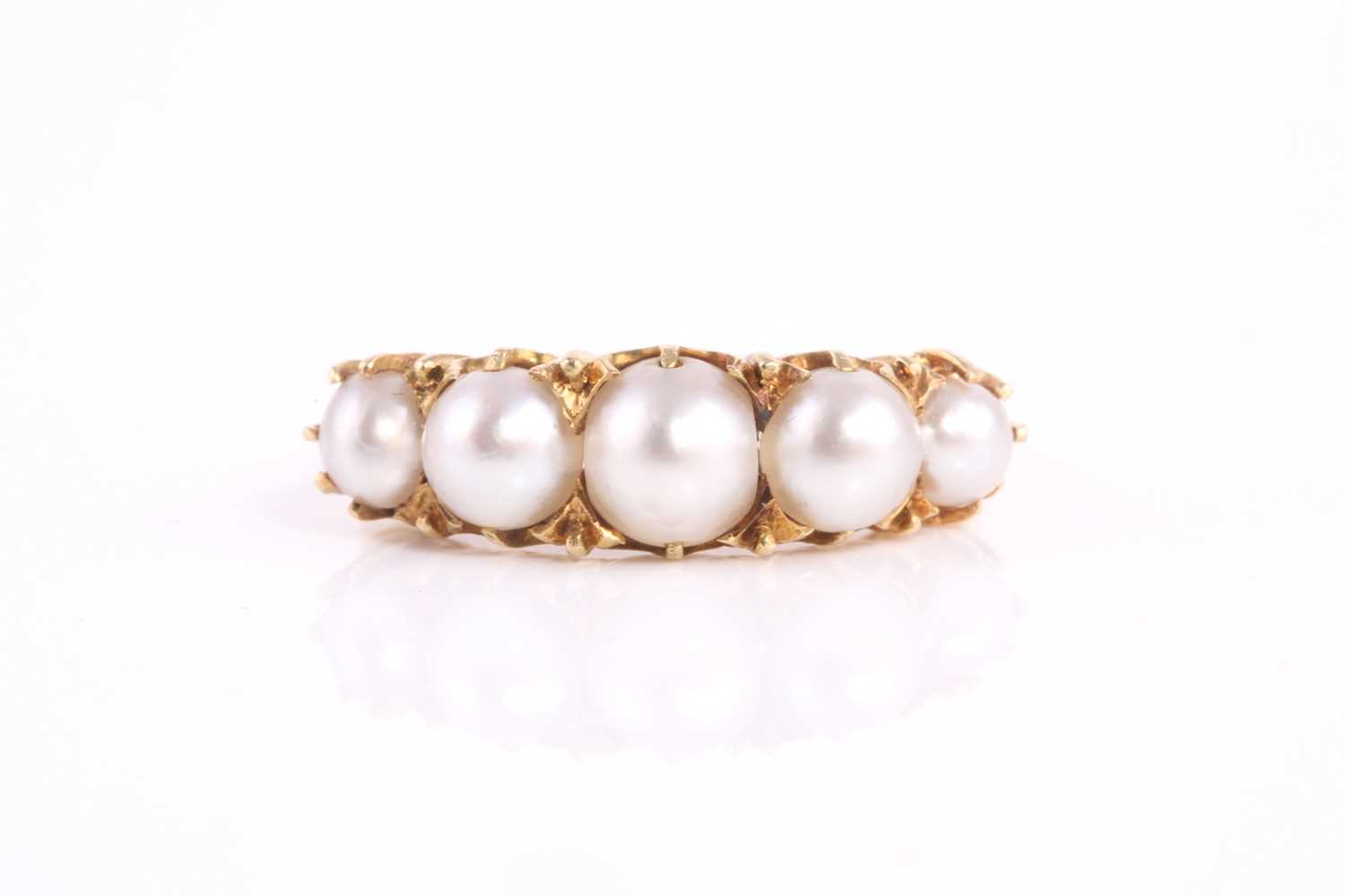 Lot 113 - A Victorian natural pearl half hoop ring,...