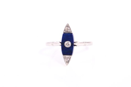 Lot 62 - An Art deco lapis lazuli and diamond marquise...
