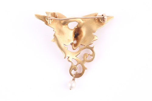 Lot 216 - A 19th-century diamond pearl dragon...
