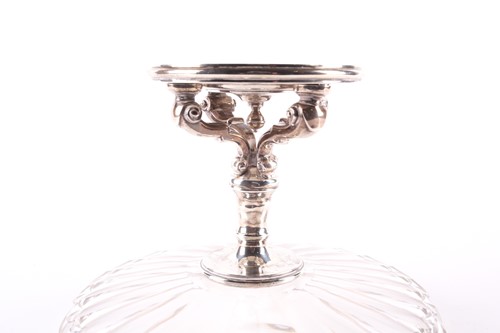 Lot 366 - A George V silver-mounted glass tazza, London...