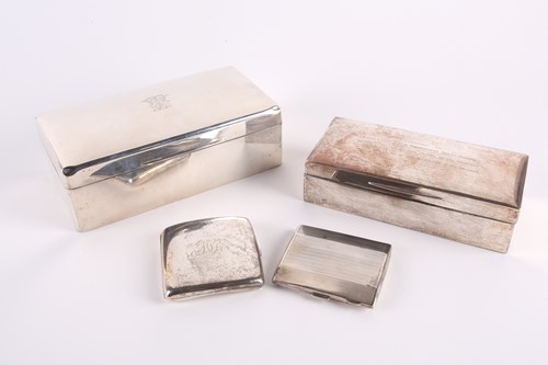 Lot 321 - A rectangular silver cigarette box, the domed...