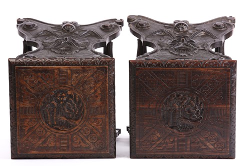 Lot 260 - A pair of Italianate carved birch Sgabello...