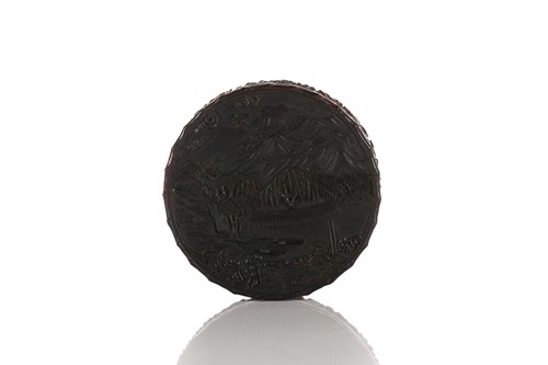 Lot 186 - A Cantonese carved tortoiseshell cylindrical...