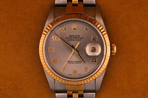 Lot 395 - A Rolex Oyster Perpetual Datejust mixed metal...