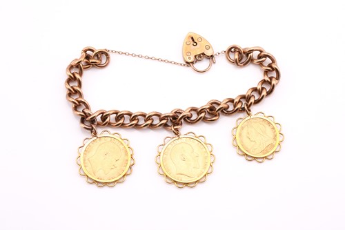 Lot 248 - A 9ct curb link charm bracelet with...