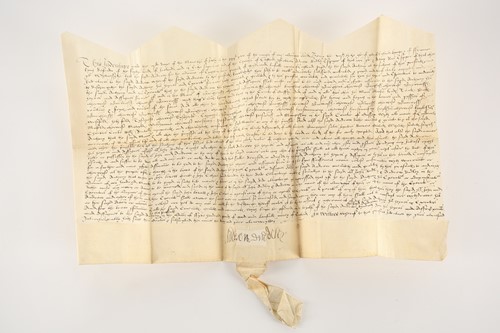 Lot 490 - A Tudor indenture manuscript on vellum, dating...