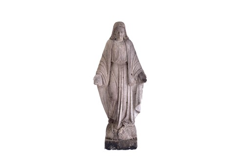 Lot 348 - A carved white marble figure of the Virgin...