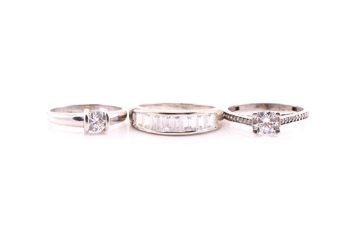 Lot 810 - A 9 carat white gold and cubic zirconia...