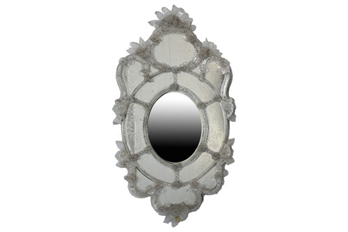 Lot 311 - A Venetian cartouch form wall mirror, late...