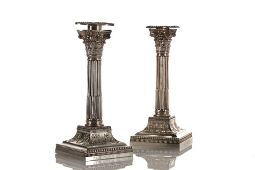 Lot 338 - A pair of Victorian silver Corinthian column...