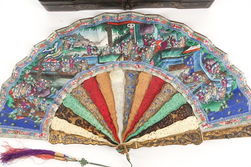 Lot 194 - A 19th century Chinese "Canton" fan, with mock...