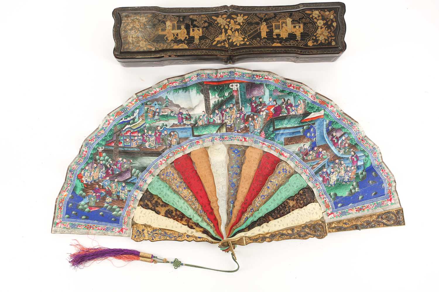 Lot 194 - A 19th century Chinese "Canton" fan, with mock...