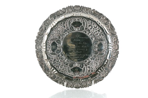 Lot 329 - A William IV Irish silver salver, the centre...