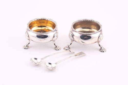 Lot 334 - A pair of silver George II salts, of cauldron...