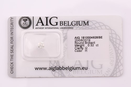 Lot 511 - A loose diamond; the round brilliant cut...