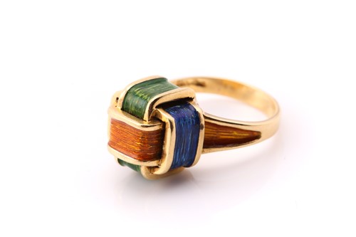 Lot 713 - An 18carat gold and enamel polychromatic,...