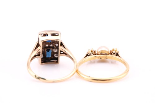 Lot 779 - An Art Deco sapphire and diamond ring; with a...