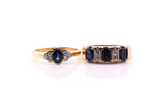 Lot 729 - A seven stone half hoop sapphire and diamond...