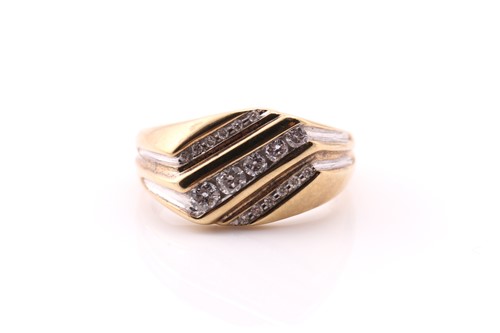 Lot 854 - A gentleman's 9 carat gold and diamond ring,...