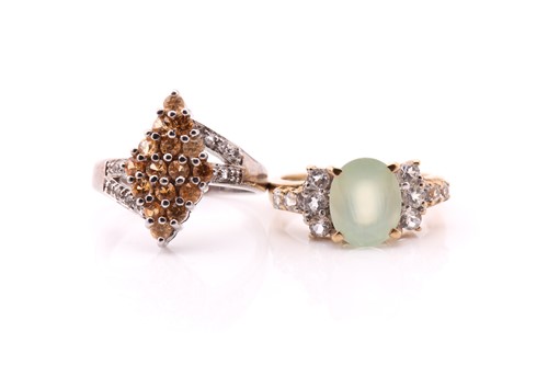 Lot 669 - A praisolite dress ring and a further gem-set...