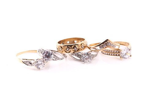 Lot 775 - Six various rings set with cubic zirconia, all...