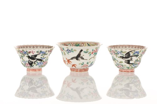 Lot 192 - A Pair of Chinese famille rose Magpie tea...