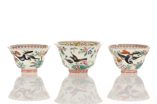 Lot 192 - A Pair of Chinese famille rose Magpie tea...