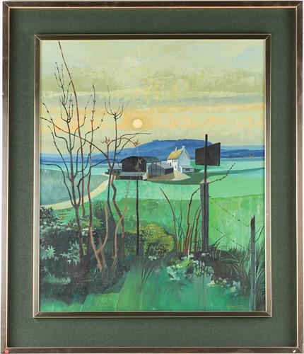 Lot 27 - Richard Slater (b.1927), a farm in a landscape,...