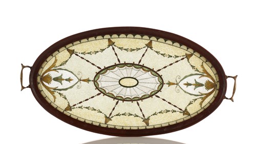 Lot 489 - An Edwardian mahogany glass-topped tray, the...