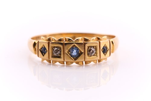 Lot 74 - A late Victorian sapphire and diamond five...