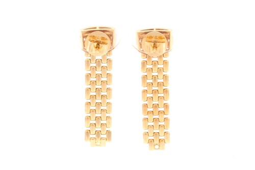 Lot 8 - A pair of diamond set pendant earrings; the...
