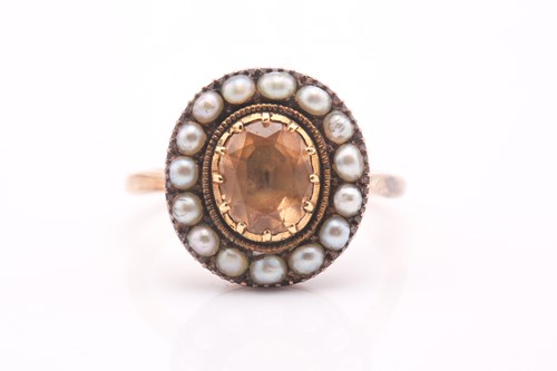 Lot 137 - Early 19th-century brown topaz and seed pearl...