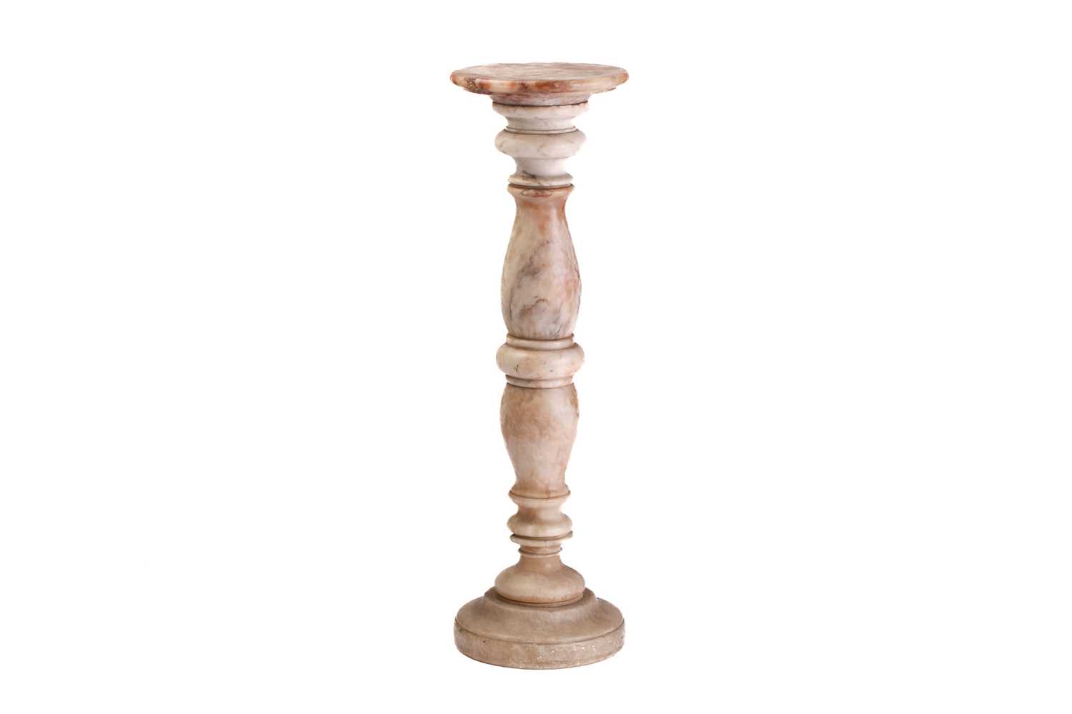 Lot 274 - A turned alabaster pedestal column with...