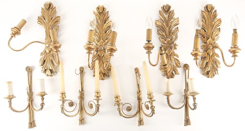 Lot 323 - A pair of Louis XVI style gilt brass wall...