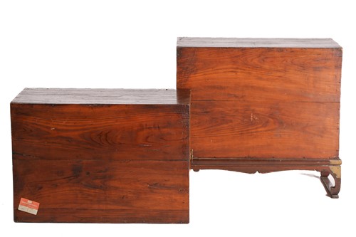 Lot 176 - An Oriental elm three-section travelling...