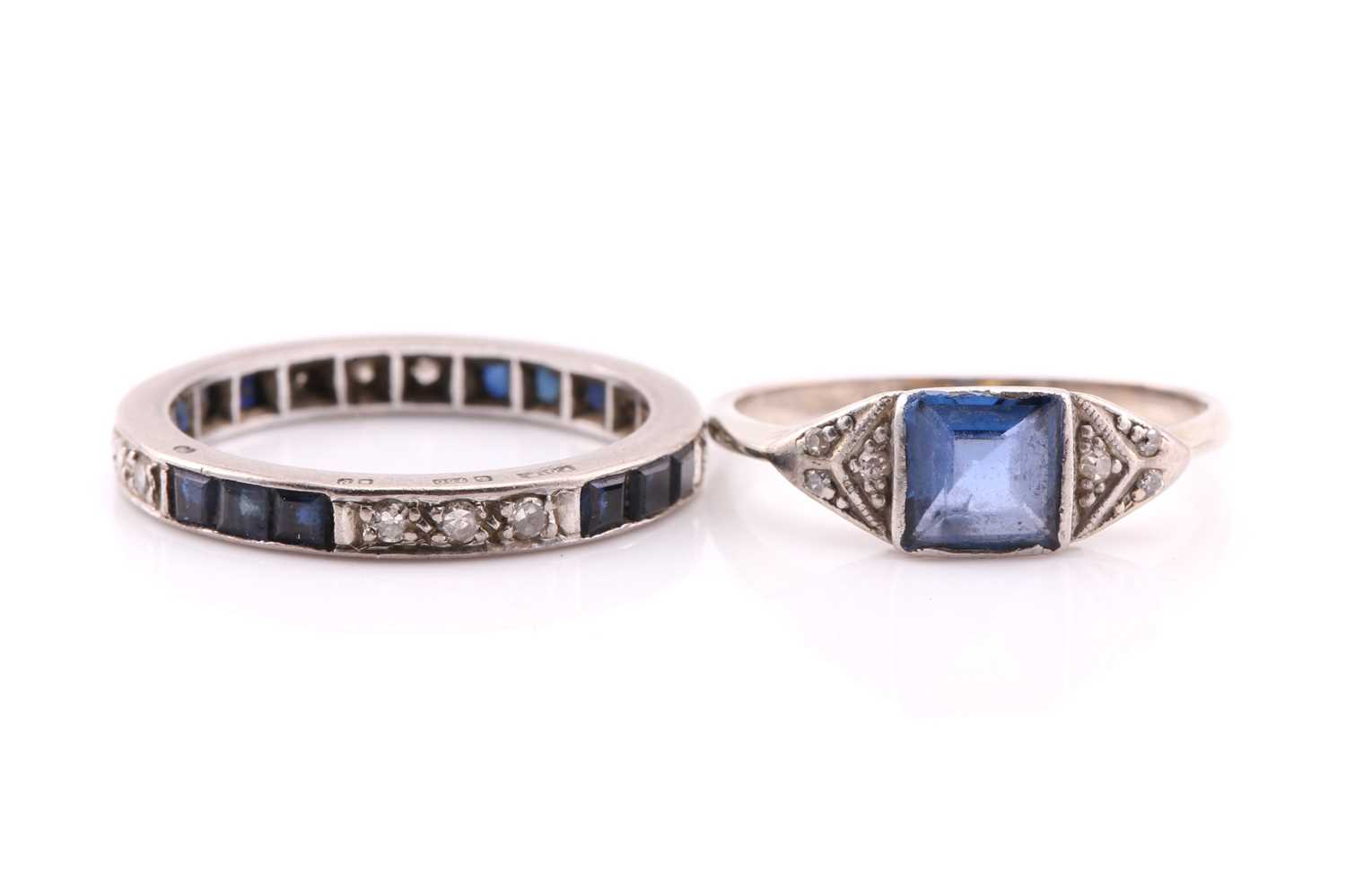 Lot 413 - An Art Deco sapphire and diamond ring; the...