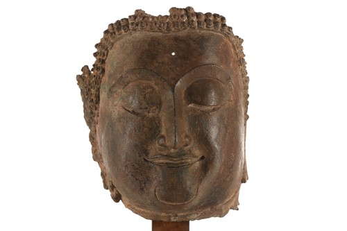 Lot 111 - A bronze head of Buddha, 18th century, South...