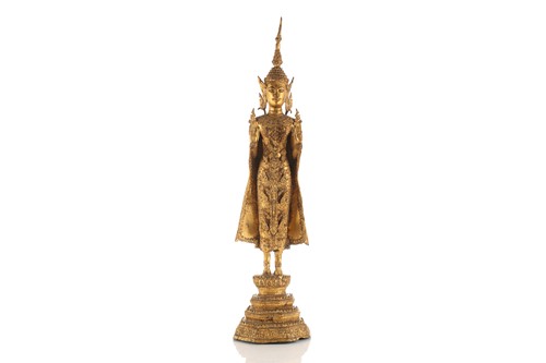 Lot 99 - A Thai gilt bronze figure of Buddha, 19th/20th...