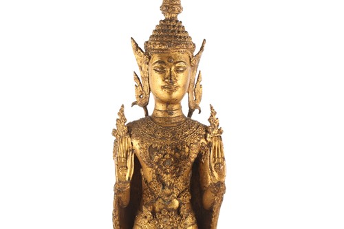 Lot 99 - A Thai gilt bronze figure of Buddha, 19th/20th...