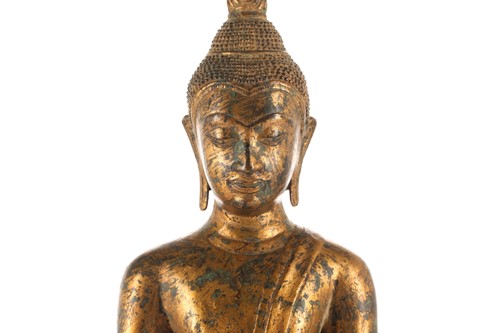 Lot 195 - A Thai gilt bronze figure of Buddha, 19th/20th...