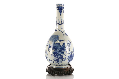 Lot 273 - A Chinese blue & white club shape vase, Qing,...