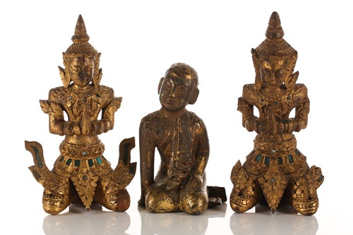 Lot 183 - A small collection of Thai carved and gilded...