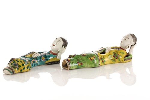 Lot 165 - Two Chinese porcelain figural wall appliques,...