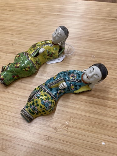 Lot 165 - Two Chinese porcelain figural wall appliques,...