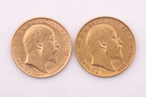 Lot 376 - Two Edward VII half sovereigns, dated 1908 and...