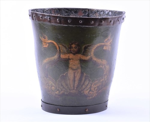 Lot 316 - A 19th century lacquer fire bucket designed...