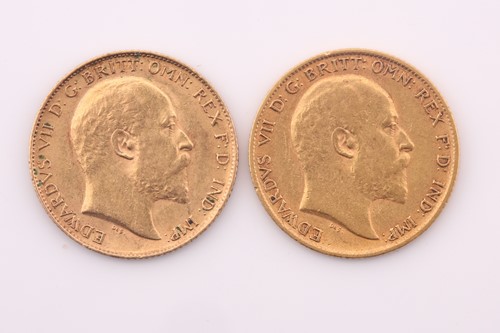 Lot 377 - Two Edward VII half sovereigns, each dated 1909.