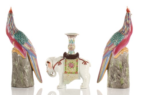 Lot 133 - A Pair of Chinese porcelain pheasants, late...