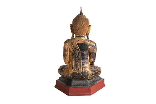 Lot 172 - A large lacquered and gilded figure of Buddha,...